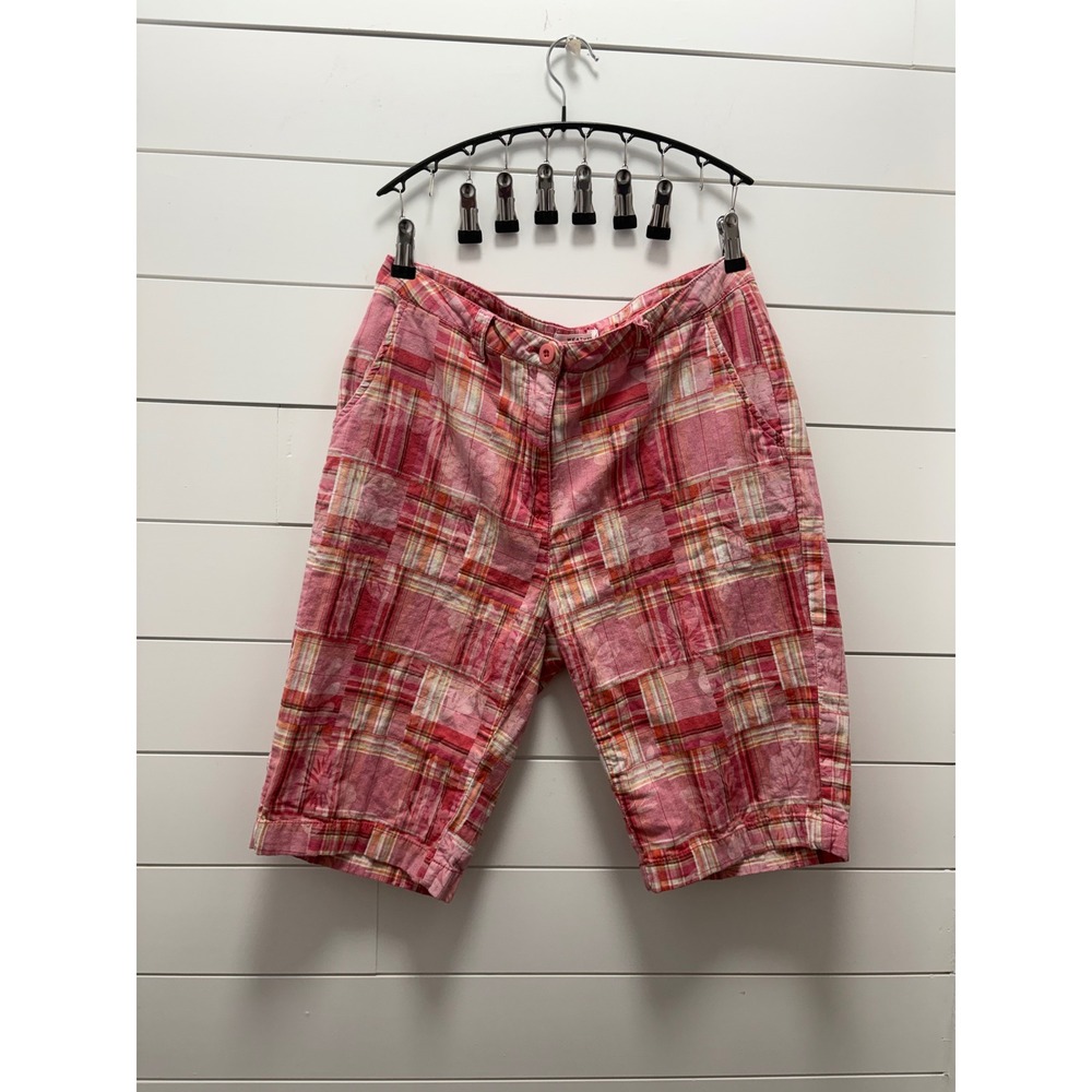 Weatherproof Pink Plaid Patchwork Floral Bermuda Shorts Womens Sz 10 Cotton Y2K
